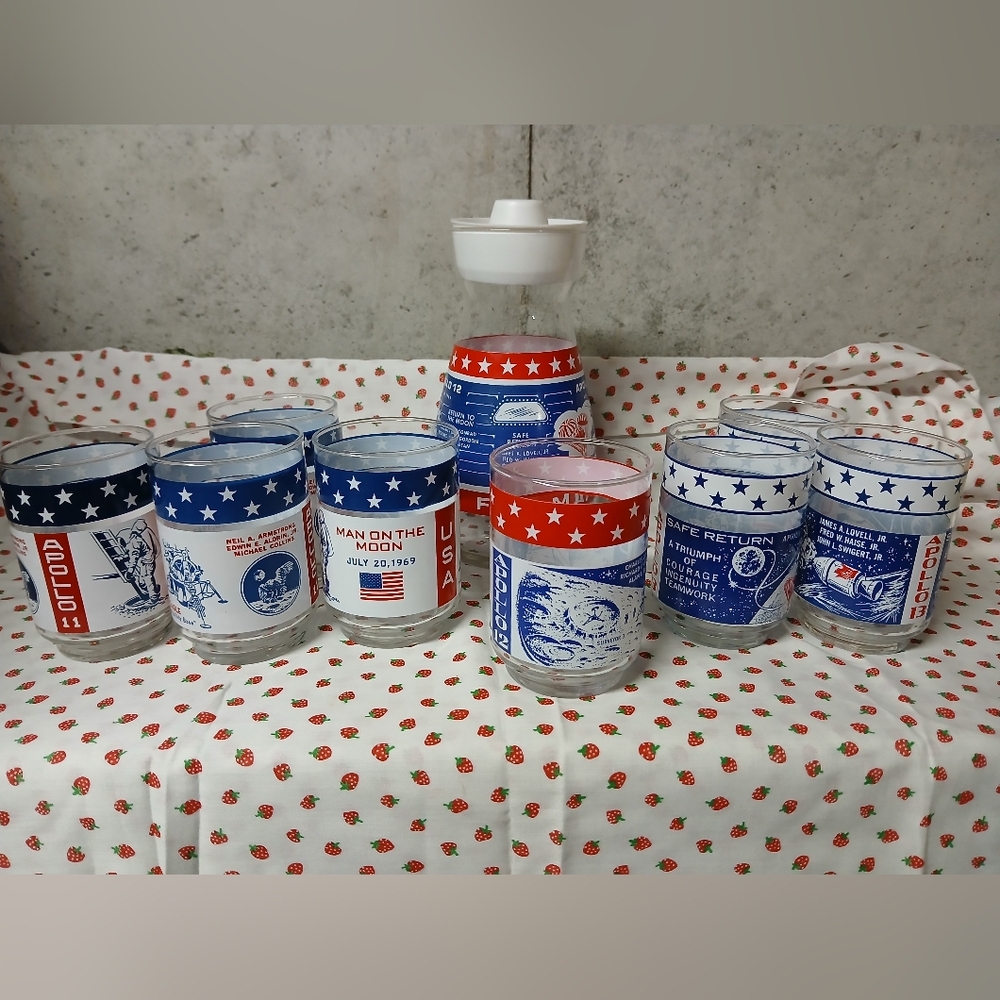 Apollo 11, 12, And 13 Commemorative Glass Set